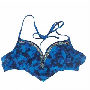 PINK Tie Dye Flounce Push Up Bikini Top
